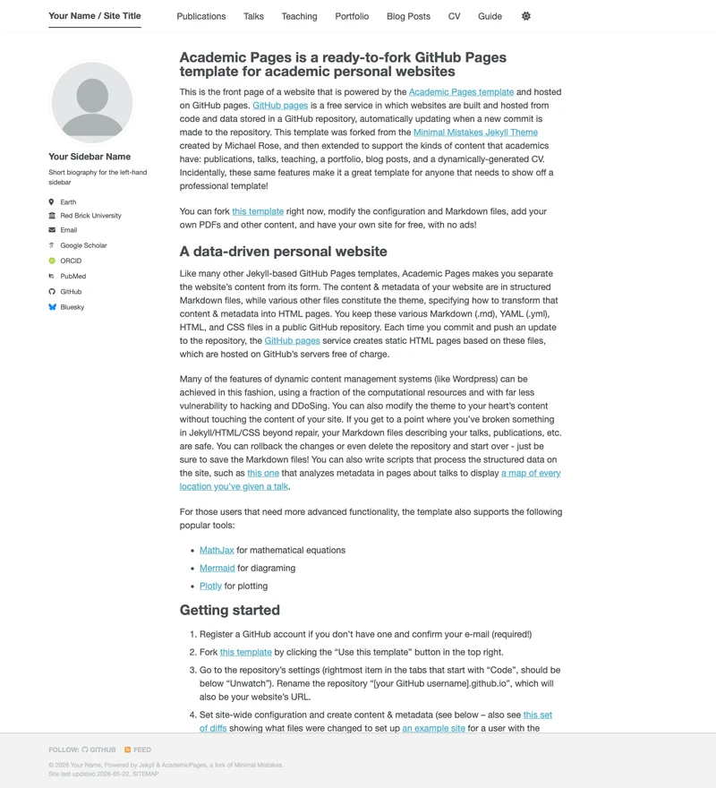 Academic Pages preview