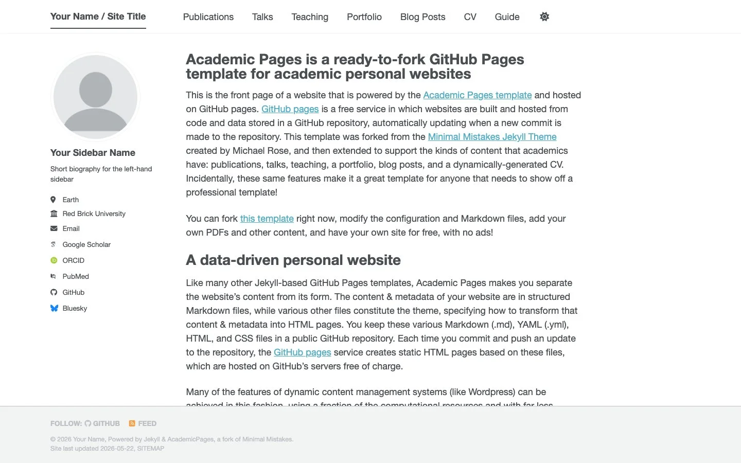 Academic Pages screenshot 1
