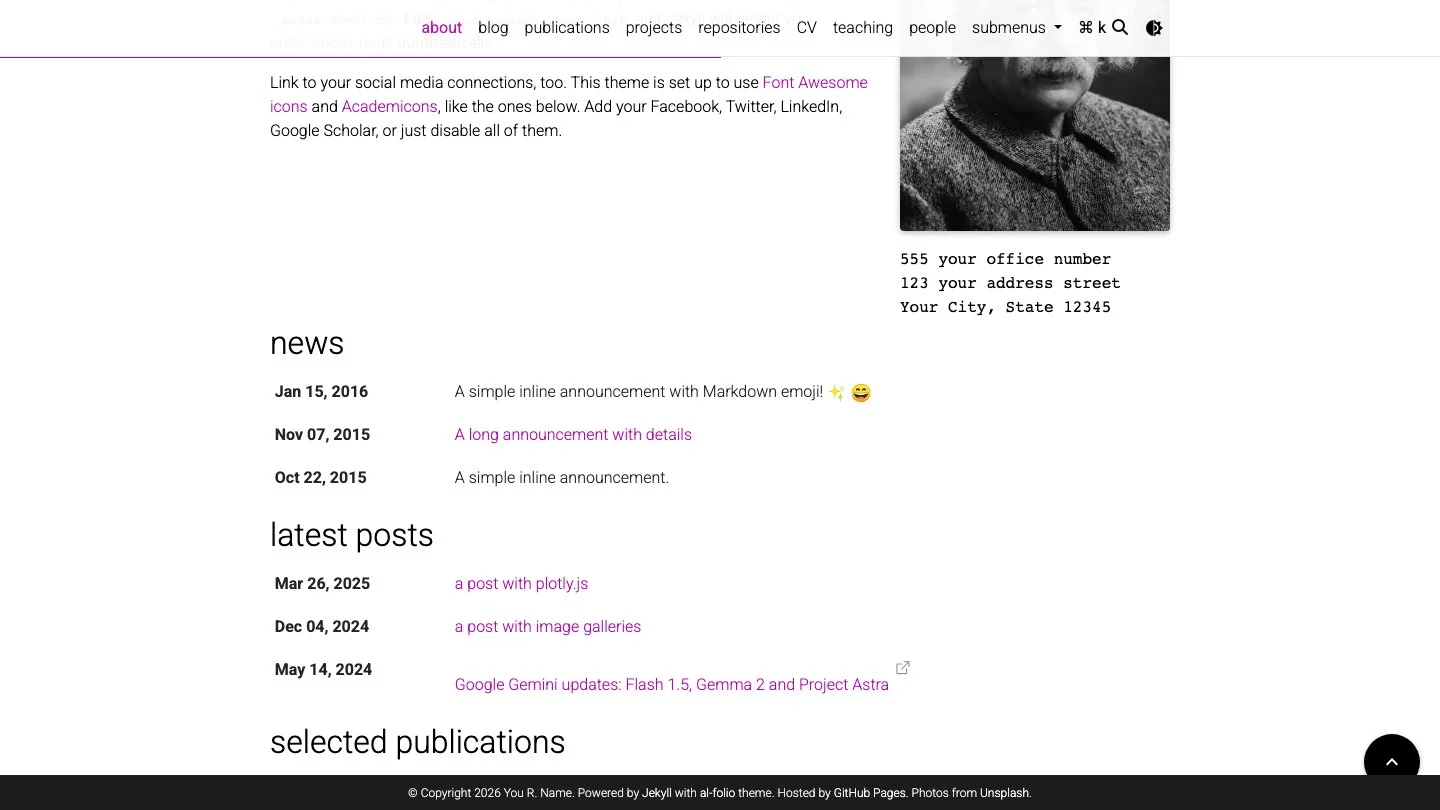 al-folio Jekyll Theme screenshot 2
