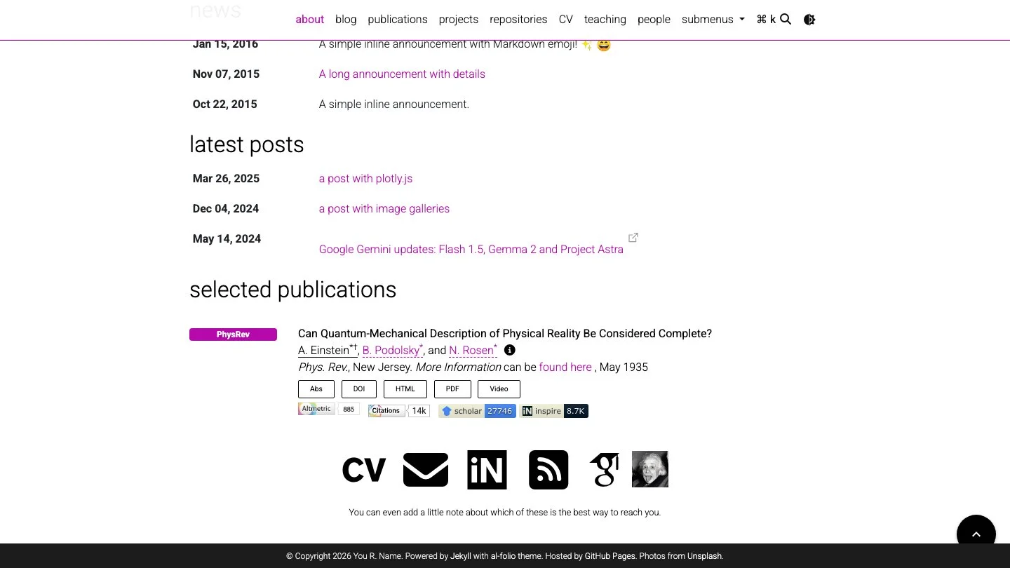al-folio Jekyll Theme screenshot 3