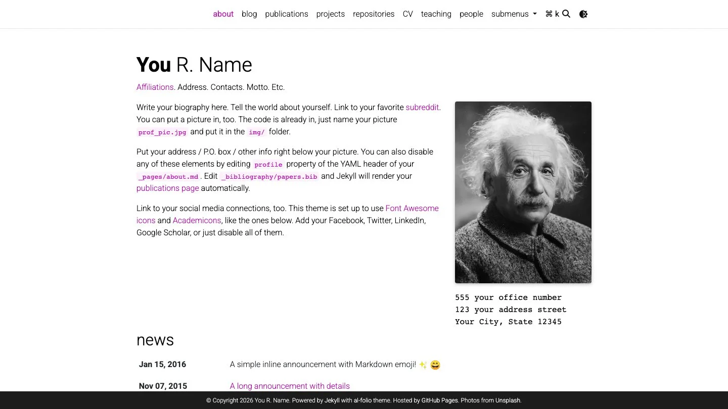 al-folio Jekyll Theme screenshot 1