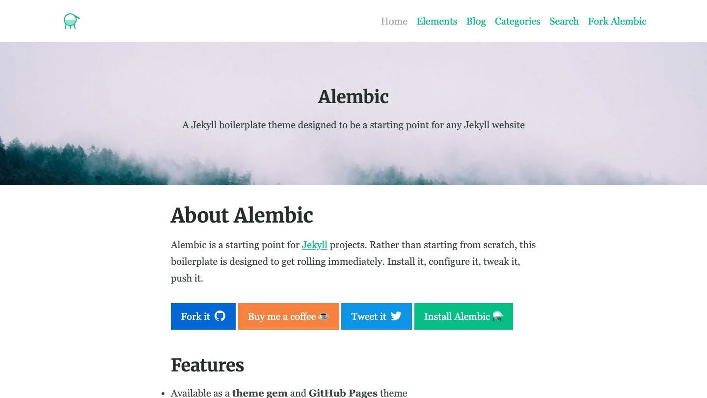 Alembic Jekyll Theme screenshot 1