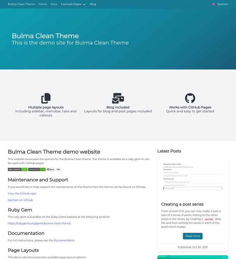 Bulma Clean Theme preview
