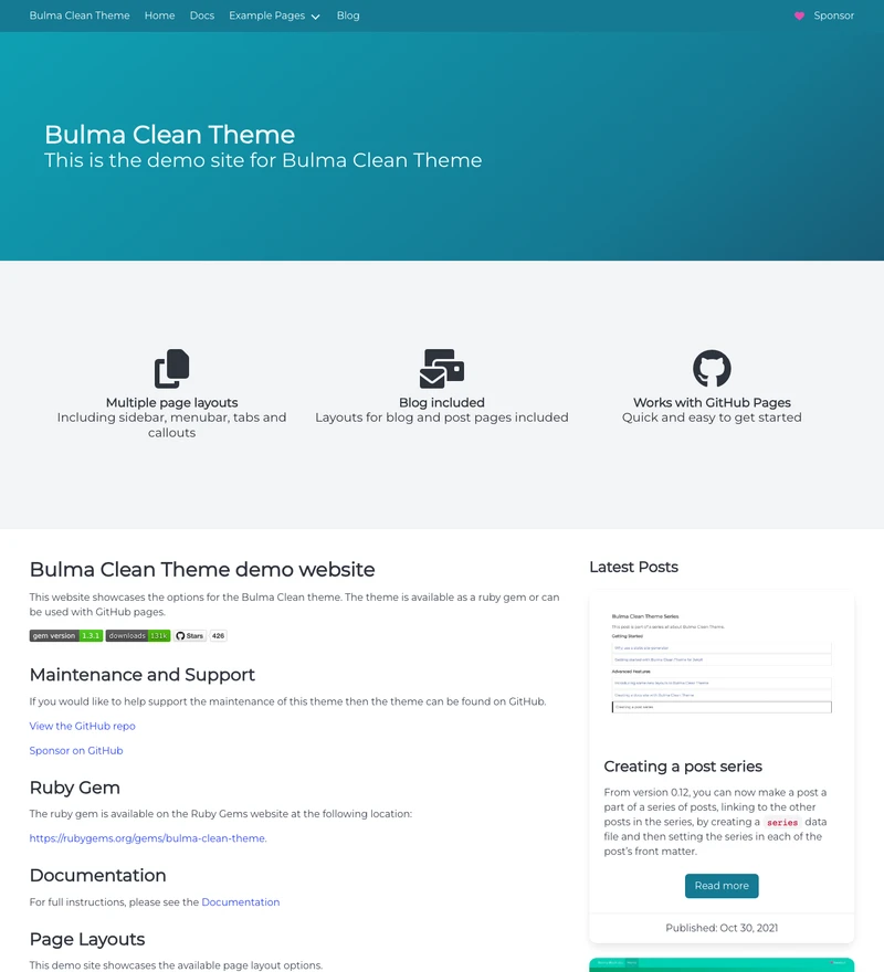 Bulma Clean Theme preview