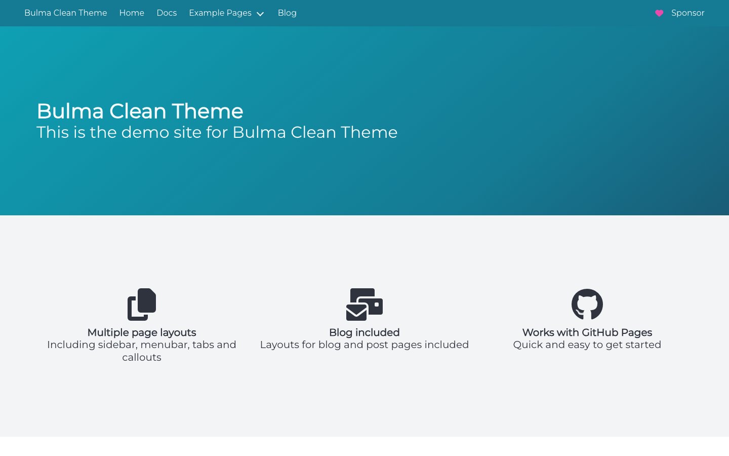 Bulma Clean Theme screenshot 1