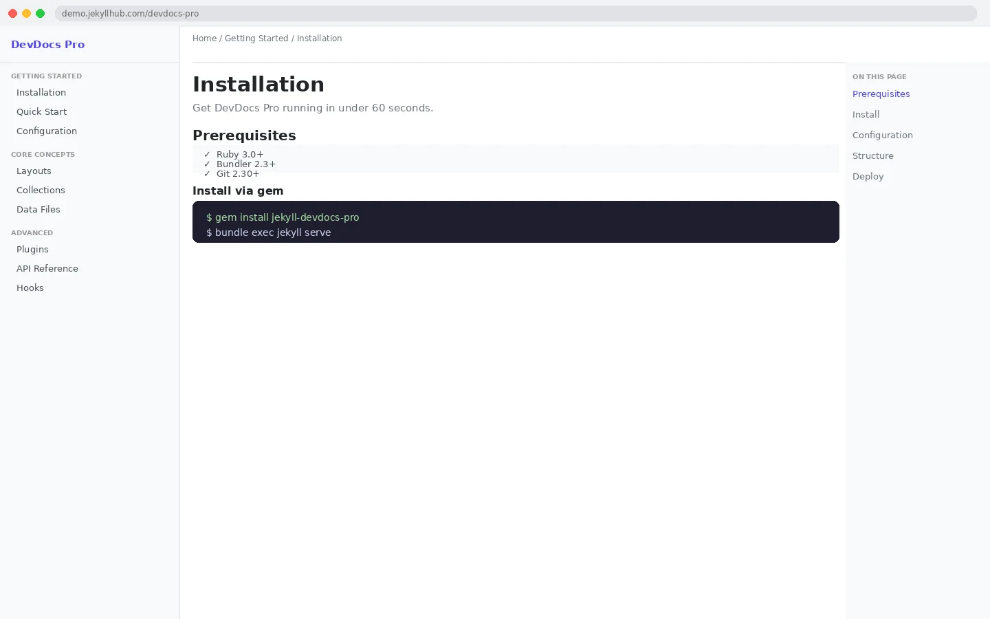 DevDocs Pro Jekyll Theme preview