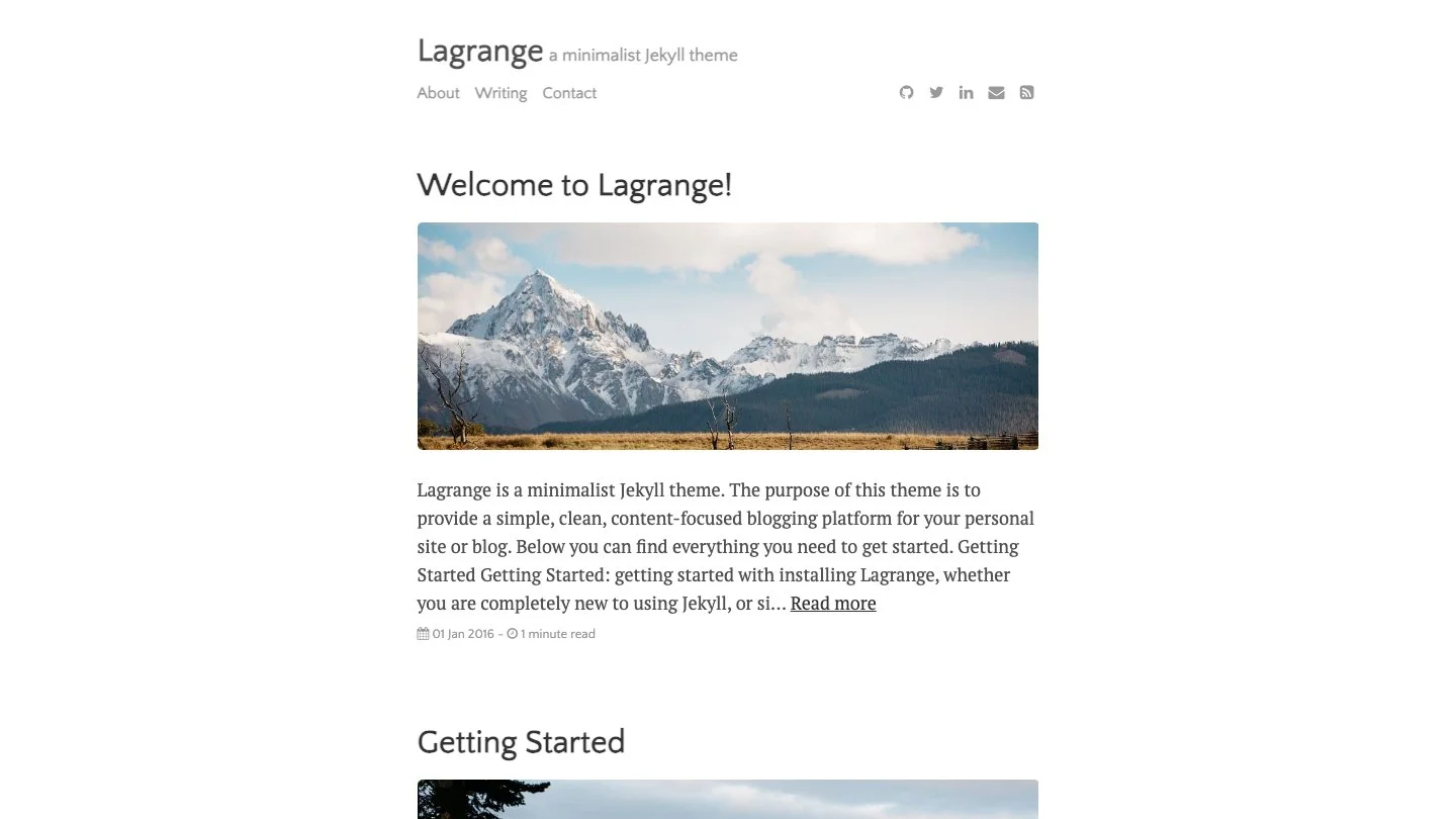 Lagrange Jekyll Theme screenshot 1