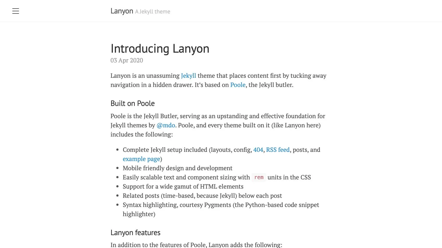 Lanyon Jekyll Theme screenshot 1
