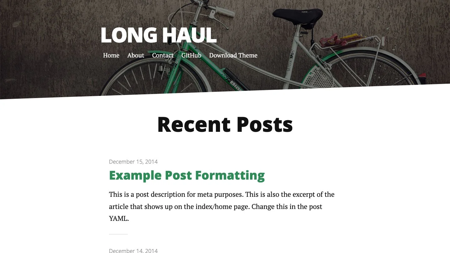 Long Haul Jekyll Theme screenshot 1