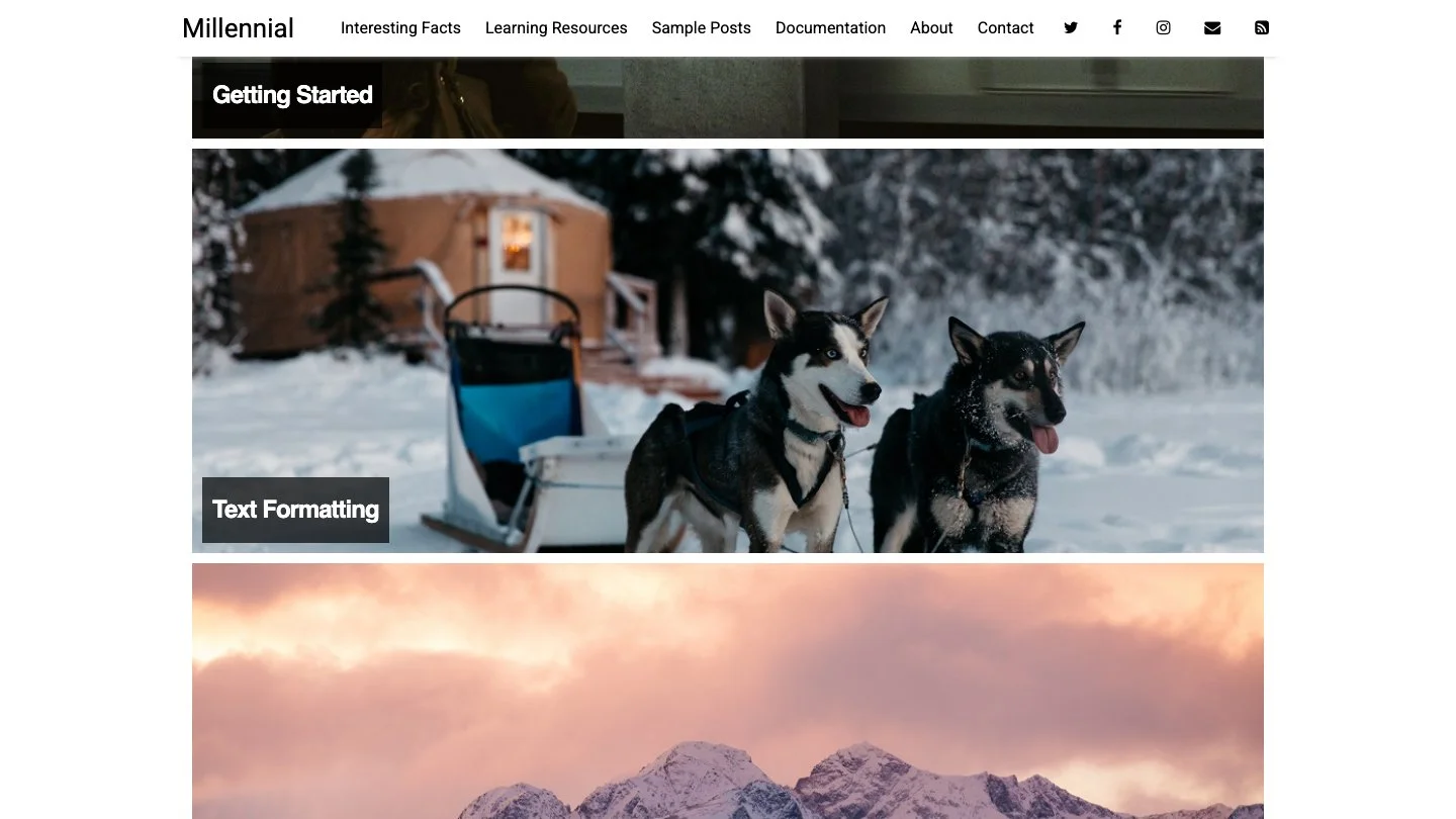 Millennial Jekyll Theme screenshot 2