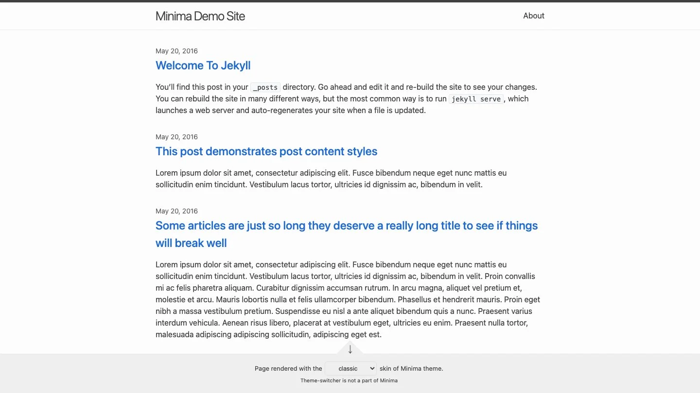 Minima Jekyll Theme screenshot 1