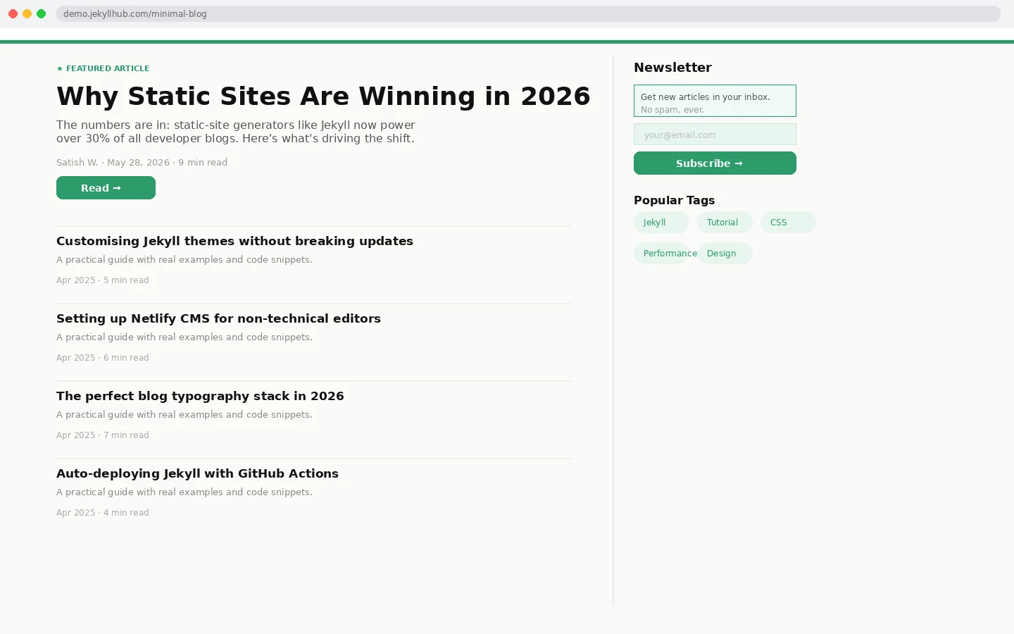 Minimal Blog Jekyll Theme preview