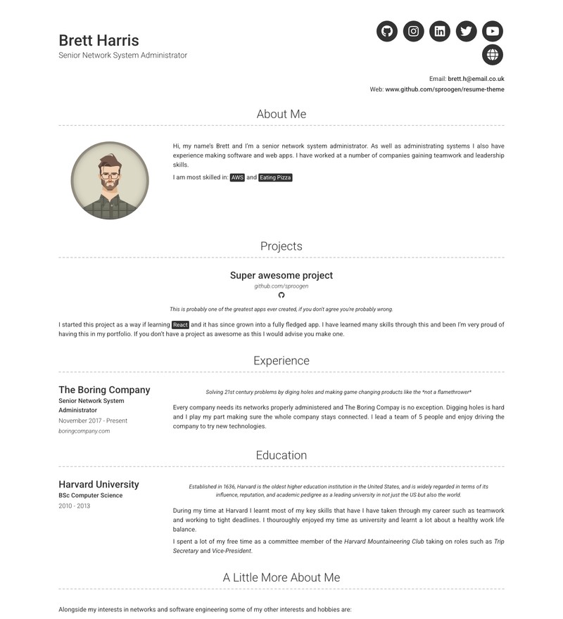Modern Resume Theme preview