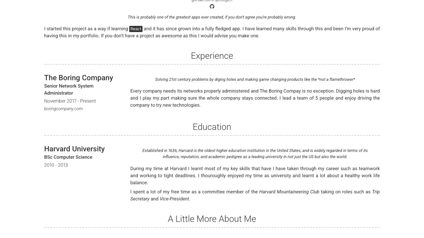Modern Resume Theme Jekyll Theme screenshot 2