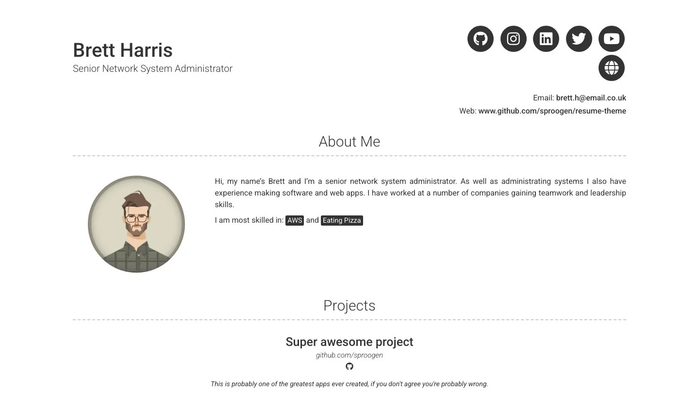 Modern Resume Theme Jekyll Theme screenshot 1