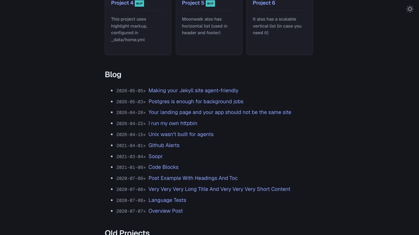 Moonwalk Jekyll Theme screenshot 2
