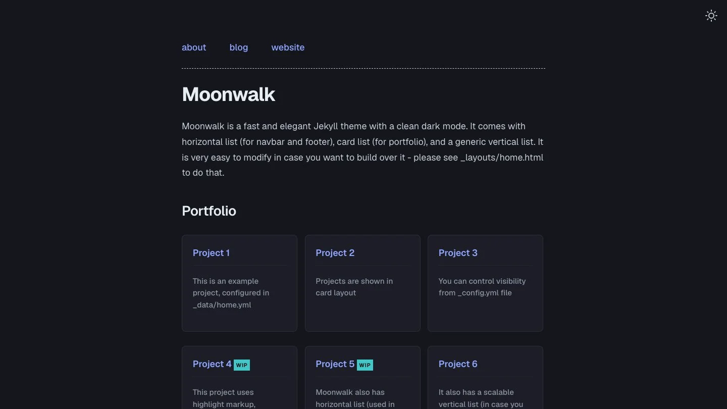 Moonwalk Jekyll Theme screenshot 1
