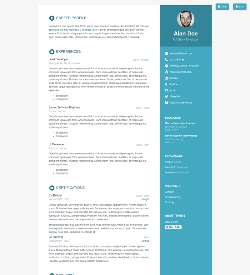 Online CV preview