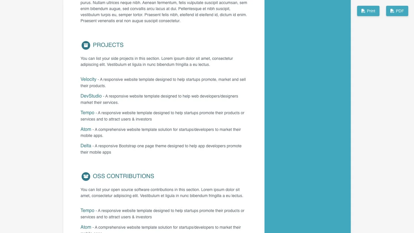 Online CV Jekyll Theme screenshot 2