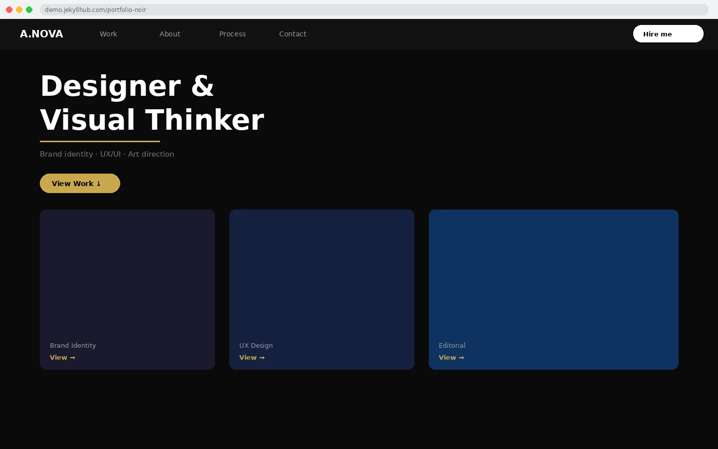 Portfolio Noir Jekyll Theme preview