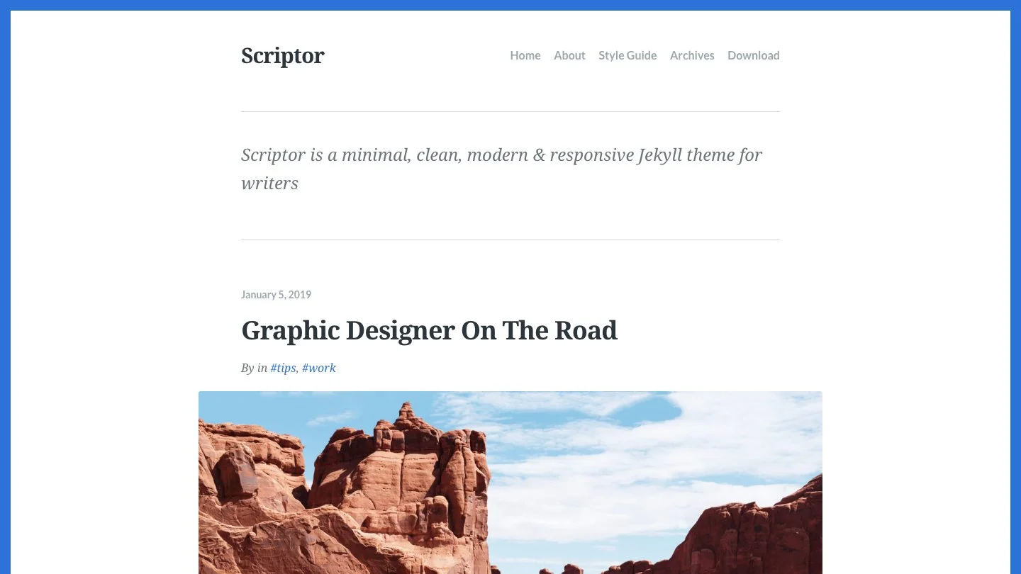 Scriptor Jekyll Theme screenshot 1