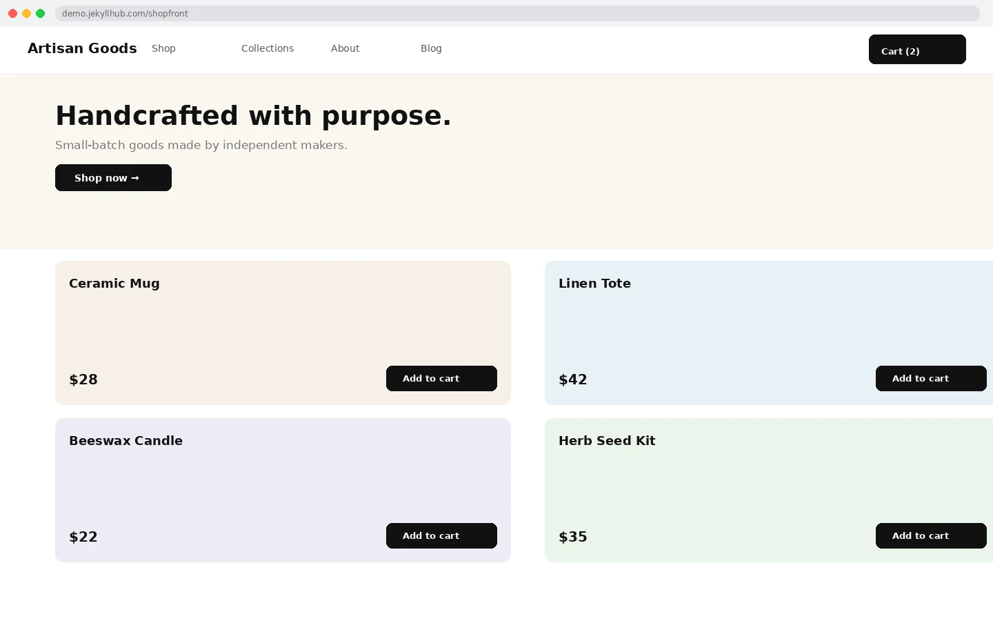 ShopFront Jekyll Theme preview