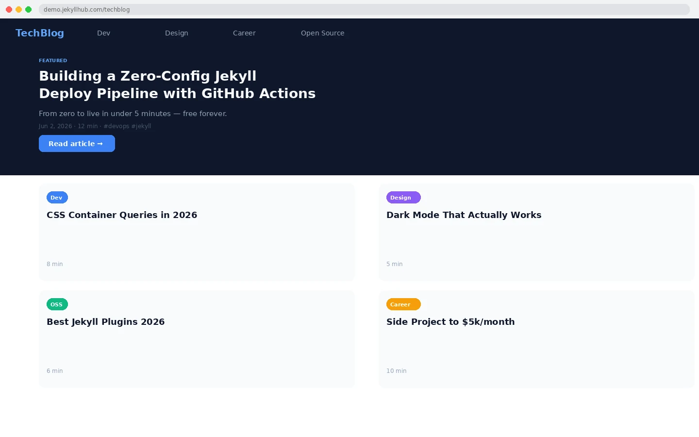 TechBlog Jekyll Theme preview
